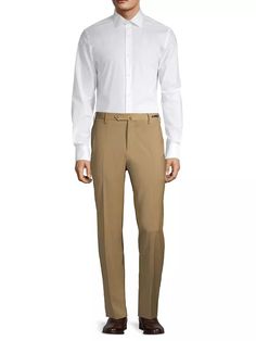 These dapper trousers crafted in a luxurious wool-blend are the epitome of refinement..Belt loops.Zip fly with tab button closure.Side seam pockets.Back buttoned welt pockets.Front and back pleats.Polyester/wool/elastane.Machine wash.Imported.SIZE & FIT.Slim-fit.Rise, about 9'.Inseam, about 36'.Leg opening, about 15'.Please note this item is not hemmed. For basic alterations and hemming,.book an appointment.online at your local Saks Fifth Avenue location..These dapper trousers crafted in a luxur Wool Trousers, Book An Appointment, Tailored Pants, Welt Pockets, Emporio Armani, Hugo Boss, Saks Fifth, Saks Fifth Avenue, Dress Pants