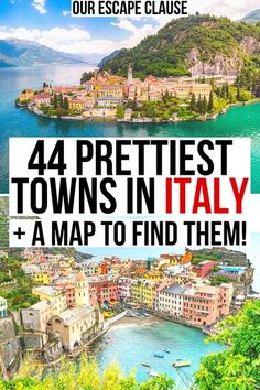 the cover of our escape clause, with text overlaying it that reads 4 prettiest towns in italy and map to find them