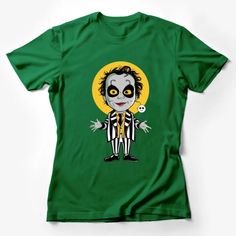 Beetlejuice Cartoon Character T-Shirt, Halloween Themed Graphic Tee, Unisex Adult Clothing, Unique Movie Apparel Female T-Shirt Custom graphic T-Shirt.Customize your color Clown Cartoon, Beetlejuice Cartoon, Character Graphic, Movies Outfit, Male T Shirt, Beetlejuice, Horror Art, Cartoon Character, Halloween Themes