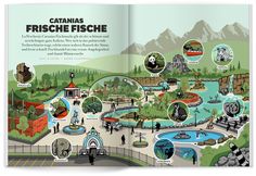 an illustrated map of the catanas fresche fische