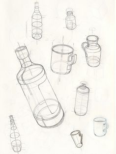 Bottle Drawings, Geometric Shapes Drawing, Perspective Drawing Architecture, Observational Drawing