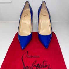 Christian Louboutin Kate 85mm Heel Blue Patent Leather Pumps Size Size 36.5 (6.5 Us). Excellent Condition, Only Worn 1x. Includes Red Dust Bag. Classic Blue Heels With 4-inch Heel, Blue Patent Leather Heels With Reinforced Heel, Blue Patent Leather Heels With Sculpted Heel, Blue Patent Leather Heels For Formal Occasions, Classic Blue Heels For The Office, Formal Blue Patent Leather Heels, Designer Blue Pointed Toe Heels, Elegant Blue Patent Leather Heels, Designer Blue Almond Toe Heels