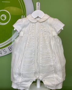 An elegant one-piece bubble outfit for baby, unisex. It is made in off-white organza with laces. It has buttons on the back and bottom for closure. Ideal to wear at any special occasion. Made in Portugal Handwash or Dry Clean Final Sale, no exchanges nor returns will be available Cream Fitted Bubble Romper With Ruffles, Fitted Cream Bubble Romper With Ruffles, Cream Bubble Romper With Ruffles For Baptism, Cream Ruffled Bubble Romper For Baptism, Spring Baptism Cream Bubble Romper, White Ruffled Bubble Romper For Party, White Bubble Romper For Baptism In Spring, White Bubble Romper For Baptism And Spring, White Fitted Bubble Romper For Baptism