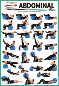 a man doing exercises with blue balls on his chest and back, in front of an ad