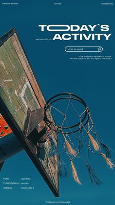 the front cover of today's activity magazine, featuring an old basketball hoop with feathers stuck to it