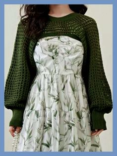 Easy Crochet Cap Sleeves Pattern Spring Crochet Clothes, Green Outfit Ideas For Women, Green Casual Outfit, Green Crochet Sweater, Hollow Out Sweater, Fashion For Plus Size Women, Plus Size Crochet, Knitwear Outfit