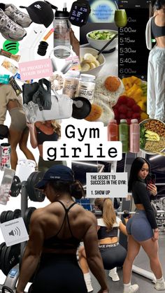 there is a collage of photos with the words gym girlie