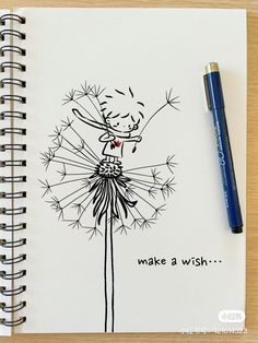 a drawing of a dandelion with the words make a wish