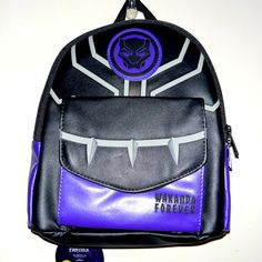 Marvel Black Panther Small Backpack H 10.5” X L 9.5” Purple Backpack For End Of School Year, Purple Standard Backpack For End Of School Year, Minnie Mouse Purse, Pink Lunch Bag, Retro Patch, Stitch Backpack, Dinosaur Backpack, Minnie Mouse Backpack, Yellow Backpack