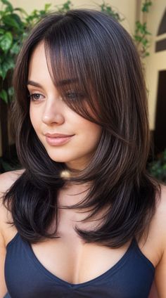 30 Cute Medium & Long Layered Haircuts & Hairstyles Different Layered Haircuts For Long Hair, Haircut Layer With Bangs, Haircuts Bob Medium, Curtain Bangs For Mid Length Hair, Layer In Short Hair, Layer Hair Medium, Cute Haircuts Bangs, Layered Haircuts For Short Hair Straight, Haircut For Short Length Hair