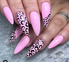 Pink Leopard Print Nails Acrylic, Pink Animal Print Nails, Sports Nails, Cheetah Print Nails, Funky Nail Art, Fancy Nails Designs, French Acrylic Nails