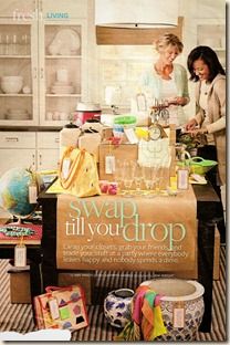 two women in a kitchen preparing food and drinks on a table with other items around it