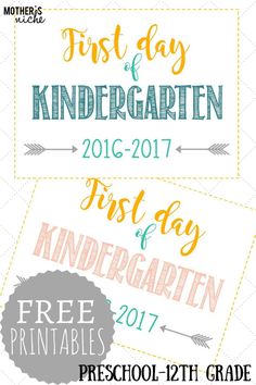 the first day and first day printables are available for pre school - 12th grade students