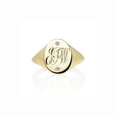 Initials & Diamonds Signet Ring - Solid Gold | Signet ring | Monogram Ring | Initial Ring | Diamond signet ring | personalized signet ring, christmas giftThis initial and diamonds signet ring is a beauty – hand engraved in a classic interwoven script font, with 2 or 3 initials of your choice by our master engraver here in Hatton Garden, and set with 2 diamonds to give it extra sparkle – under-stated elegance with a vintage, personalised feel – this monogram ring would make a fabulous gift fo Monogram Diamond Jewelry For Weddings, Customizable Elegant Diamond Rings, Elegant Customizable Diamond Rings, Personalized Oval Diamond Initial Ring, Personalized Diamond Engraved Ring Fine Jewelry, Diamond Rings With Engraving Option, Customizable Diamond Wedding Rings, 14k Diamond Signet Ring Gift, Elegant Personalized Diamond Signet Ring