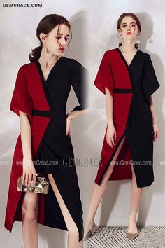 Black And Red Color Blocks Classy Party Dress With Sleeves Ref#HTX97040 at GemGrace. #WeddingGuestDresses Shop now to get $10 off. Pro custom-made service for wedding dress, formal dress. View Homecoming Dresses,Wedding Guest Dresses,Sexy Homecoming Dresses,Formal Dresses for more ideas. Click to shop now! #BuyableWeddingGuestDresses Red V-neck Midi Dress For Party Season, Red Fitted Midi Dress For Semi-formal Occasions, Red Short Sleeve Midi Dress For Party, Red Semi-formal Dress For Spring, Red Semi-formal Spring Dress, Red V-neck Midi Dress For Holiday, Classy Party Dress, Party Dress With Sleeves, Trendy Dress Styles