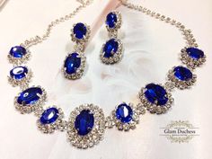 Royal Blue Bridesmaid Jewelry Set, Sapphire Blue Bridal jewelry Set, bridesmaid necklace earrings, Prom Jewelry set, Gift for her by GlamDuchess on Etsy Wedding Jewelry Blue, Royal Blue Necklace, Royal Blue Bridesmaids, Bridesmaid Necklaces, Prom Jewelry Sets, Bridal Jewellery Set, Wedding Bridesmaid Jewelry, Crystal Jewelry Sets, Wedding Fun