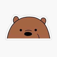 a brown bear sticker with black eyes and ears on it's head, sitting in