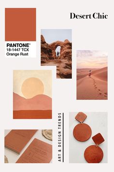 desert chic is featured in the magazine, featuring orange hues and geometric shapes