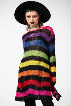 Pride Crochet, Perky Goth, Dark Feminine Era, Mens Highlights, 80s Pastel, 2010 Fashion, Thankful Thursday, Rainbow Sweater, Spring Sweater