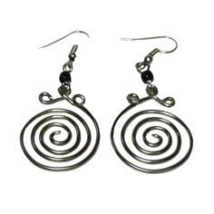 These stunning spiral earrings are hand made in Nairobi, Kenya. They are hand made using recycled copper wire which is then galvanised to achieve the shiny silver colour. The Spiral is used in many Kenyan Jewellery designs.  The spiral is the age-old intuitive symbol of spiritual development and our identity with the universe. Spiral Silver-plated Wire Earrings, Adjustable Wire Wrapped Swirl Earrings, Adjustable Swirl Wire Wrapped Earrings, Spiral Wire Wrapped Silver-plated Earrings, Handmade Swirl Metal Earrings, Wire Wrapped Spiral Earrings In Silver Plated Wire, Spiral Wire Wrapped Silver Plated Earrings, Silver Plated Wire Wrapped Spiral Earrings, Spiral Wire Earrings With Ear Wire