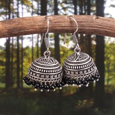 Oxidized Silver Plated Hook Drop Jhumka Jhumki Party Wear Indian Earrings Jewelry For Women, Free Sh Oxidized Jhumkas, Oxidised Jewelry, Indian Jewelry Earrings, Jewellery Indian, Jhumki Earrings, Jewellery Earrings, Indian Earrings, Fashion Jewelry Sets, Bridal Mehndi