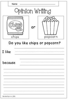 an opinion writing worksheet for children with pictures on it and words in the bottom corner