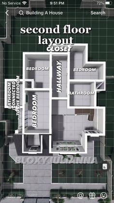 an overhead view of a floor plan with the words second floor layout in white and black