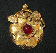 1920s Brooch Art Nouveau Pin 1920s Brass Antique Flower Pin | Etsy Handmade Vintage Red Brooches, Antique Red Brooch As Gift, Antique Red Brooches As Gift, Antique Red Brooches As A Gift, Antique Red Brooches For Gift, Vintage Red Wedding Brooches, Vintage Flower Brooch For Evening, Vintage Handmade Brooch For Evening, Handmade Vintage Brooch For Evening