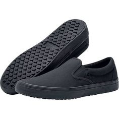 The go-to for easy slip-on convenience, the sporty Merlin Canvas Slip On in all black combines form, function, and comfort. Whether at the skate park, out about town, or getting the job done, this Merlin Slip On can handle it. Our patented outsole technology and superior slip-resistance keep you safe all day long. Size: Men's 8 / Women's 9.5.  Gender: unisex.  Age Group: adult. Work Sneakers, Strappy Shoes, Work Boots Men, Colorful Shoes, Unisex Shoes, Skate Park, Buy Shoes, Black Canvas, Work Shoes