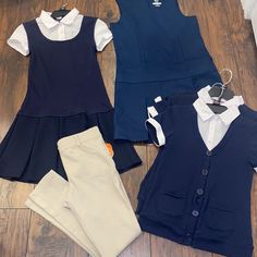 10/12 6 Piece School Uniform Bundle Size L (10/12) 3 French Toast 2-In-1 Layered Look Cardigan Combo Layered Top Size 10 French Toast Pleated Mock-Layer Dress Add A Cute, Classic Touch To Her Wardrobe With This Girls' French Toast Pleated Mock-Layer Dress. Features Ribbed Vest, Pleated Skirt Knee Length Regular Fit Collared Neckline With Button Front Short Sleeves Fabric & Care Top & Vest: Cotton, Polyester; Skirt: Polyester Machine Wash Size 10 Wonder Nation Navy Zipper Back Dress Nwt Size 10 W Cotton School Uniform Sets, Fitted Blue School Sets, Blue Fitted School Sets, White School Uniform Sets, Casual Blue Tops For School Events, Pleated Skirts Knee Length, Look Cardigan, Polyester Skirt, Layer Dress