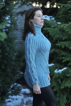 Women's sweater cable knit turtleneck blue swaeter | Etsy Blue Knit High Neck Sweater, Fitted Cable Knit Turtleneck, Winter Fitted Chunky Knit Turtleneck, Blue Funnel Neck Winter Sweater, Fitted Chunky Knit Turtleneck For Winter, Blue Funnel Neck Sweater For Winter, Fitted High Neck Cable Knit Sweater, Blue Fitted Turtleneck With Funnel Neck, Winter Blue Turtleneck With High Neck