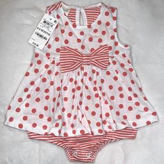 Brand New With Tag First Impression Coral And White Size 6-9 Months Perfect For Summer White Fitted Bubble Romper For First Birthday, Fitted White Bubble Romper For First Birthday, Cute White Sleeveless Bodysuit, Cute White Sleeveless Onesie, Fitted White Bubble Romper For Playtime, White Fitted Bubble Romper For Playtime, Fitted White Bubble Romper For Play, Playful White Bubble Romper For First Birthday, White Sleeveless Bubble Romper For Playtime