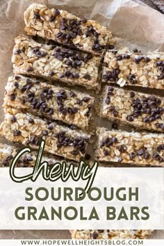 chewy sourdough granola bars stacked on top of each other