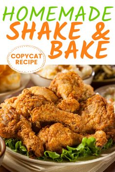 homemade shake and bake copycat recipe on a white plate with lettuce