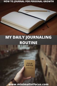 a person holding up a book with the words, how to journal for personal growth