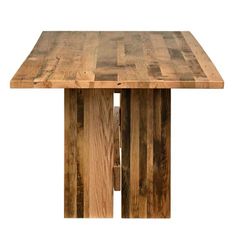 a wooden table with two legs and a square top that is made out of wood