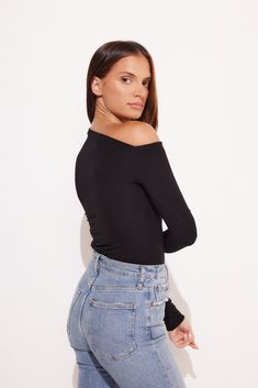 Details Scarlett, our new sultry style features an asymmetrical shoulder detail and sits on the natural waistline with extra long sleeves. Made in LA Pre-Washed Fitted Black Off-shoulder Long Sleeve Top, Fitted Black Long Sleeve Off-shoulder Top, Chic Fitted Off-shoulder Long Sleeve Top, Fitted Off-shoulder Top For Night Out In Spring, Spring Off-shoulder Top For Night Out, Chic Fitted Off-shoulder Top For Fall, Fitted Chic Off-shoulder Top For Fall, Fitted Cold Shoulder Off-shoulder Top For Fall, Elegant Stretch One Shoulder Top With Long Sleeves