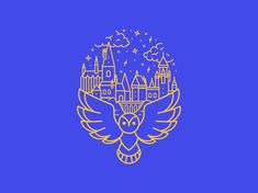 the flag of ukraine with an eagle on it's head and buildings in the background