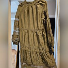 Marie Oliver Dress, Never Been Worn. Size Medium Peasant Style Midi Dress For Fall, Spring Peasant Midi Dress With Long Sleeves, Spring Peasant Knee-length Dresses, Spring Peasant Dress, Knee-length, Spring Peasant Style Knee-length Dresses, Olive Dress, Colorful Dresses, Size Medium, Womens Dresses