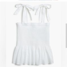 J.Crew Smocked White Square Neck Top Xl Nwt Still In Original Shipment Packaging. Never Opened. Exact Same Top As Blue But Just In White White Square Neck Top, Shipment Packaging, Eyelet Shirt, Black Blouse Women, White Floral Top, Crochet Halter Tops, Square Neck Top, White Square, White Eyelet