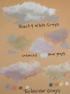 the words black and white grays are written in chalk on an orange background with different colors