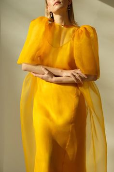 Bridesmaid Dress. Marigold Dress. Simple Modern Dress With Sleeves. Sheer Organza. Puff Sleeves. Garden Wedding - Etsy Marigold Bridesmaid Dress, Organza Puff Sleeves, Marigold Dress, Dress With Sleeves, Iconic Dresses, Dress Simple, Silk Organza, Modern Dress, Garden Wedding