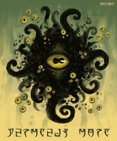 an octopus with yellow eyes is depicted in this artistic poster for the upcoming horror film