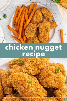 chicken nugget recipe on a plate with carrots and parsley in the background