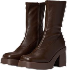 Square Toe Polyurethane Boots For Fall, Fall Square Toe Polyurethane Boots, Polyurethane Square Toe Boots For Fall, Synthetic Ankle Boots For Fall, Winter Heeled Boots With Reinforced Heel, Synthetic High Ankle Platform Heeled Boots, Synthetic Ankle-high Boots For Fall, Ankle-high Synthetic Boots For Fall, High Ankle Synthetic Platform Heeled Boots