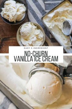 no churn vanilla ice cream in two bowls