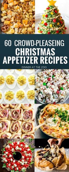 christmas appetizer recipes with text overlay that reads 60 crowd - pleasing christmas appetizers