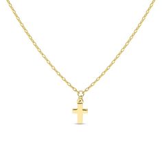 Complete your everyday look with this dainty yet faith-filled 14K gold cross necklace. 14K gold. Features a simple and petite cross at the center. 16.0-inch link chain necklace with 2.0-inch extender and spring-ring clasp. Simple Cross Necklace, Cross Necklace Simple, Back To School Shoes, Mini Cross, Gold Cross Necklace, Gold Jewelry Necklace, Link Chain Necklace, Jewelry Lookbook, Gold Cross