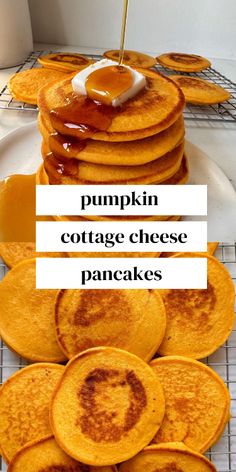 pumpkin cottage cheese pancakes on a cooling rack