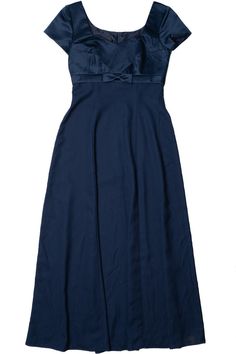 Size: Small Color: Navy Blue Material: Polyester Made In: USA Decade: 1990s (estimated) Length: 54" Chest Width: 16.5" Waist (flat): 14" Waist: 28" Vintage Condition Notes: - No size on tag. Size is estimated based on flat lay measurements. - Has some staining. Item is generally in good condition. Like all vintage clothing, it shows some signs of wear.  Brand: Von Bramlett Vintage Fitted Empire Waist Midi Dress, Blue Empire Waist Dress With Lace Trim, Vintage Empire Waist Fitted Gown, Historical Empire Waist Fitted Dress, Elegant Fitted V-neck Dress With Empire Waist, Empire Cut Dress, Empire Waist, Clothing Items, Vintage Outfits